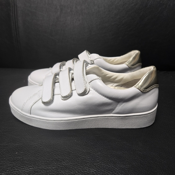 [NEW] Vionic Women's Size 8.5 White & Champagne (Gold) Velcro Sneakers - Picture 2 of 15